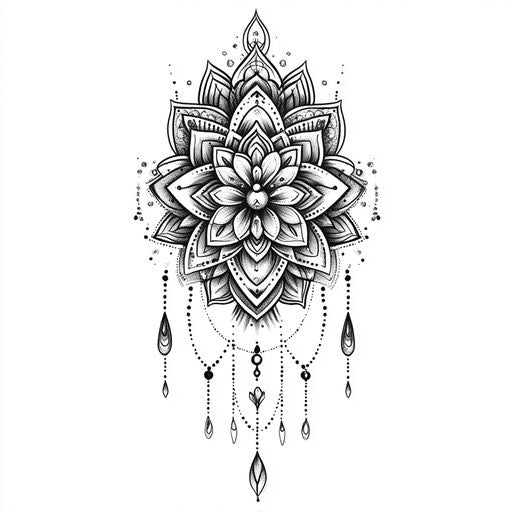 Elegant upper arm tattoo sketch with delicate mandala pattern