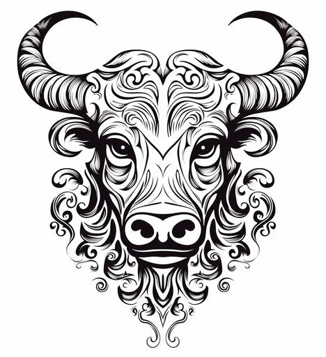 Bull symbol with ornamental design stock image illustration