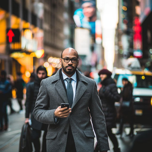 Businessman walking briskly in a busy street