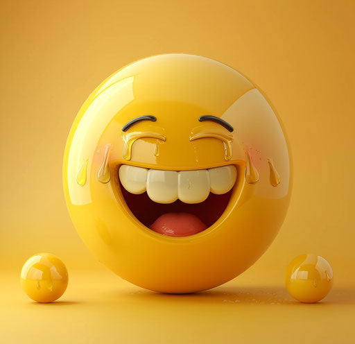 A smiling emoticon with tears of joy, in firecore style