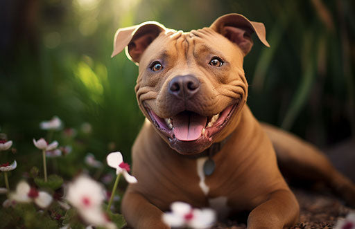 Mixed pit bull in joyful and optimistic style