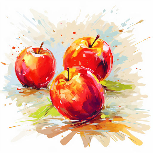 Apple clipart in the style of Impressionistic Art, on a white background