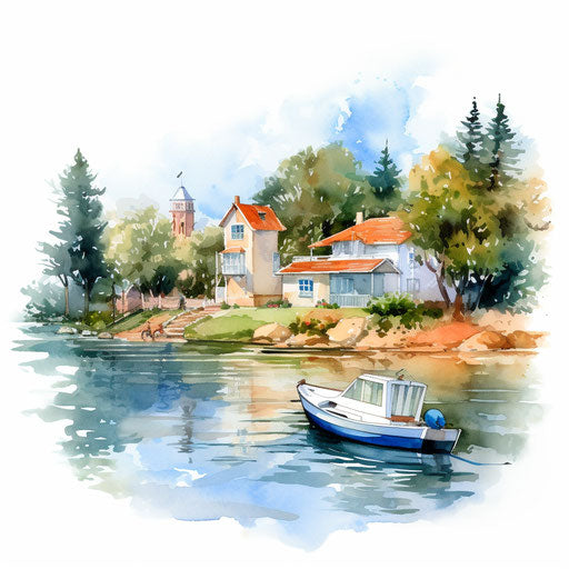 Watercolor clipart in the style of Impressionistic Art, on white background