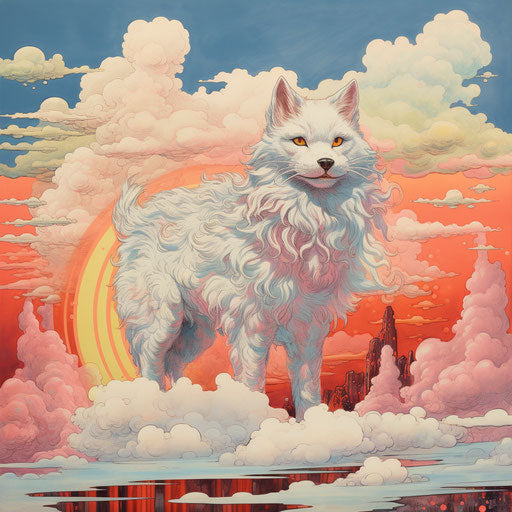 Clouds in the sky, neo-traditional Japanese style