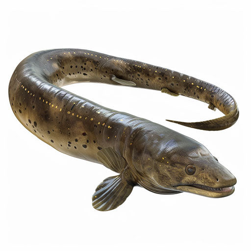 Realistic eel clipart on flat white background with high contrast