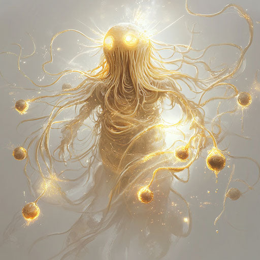 The flying spaghetti monster in magical light