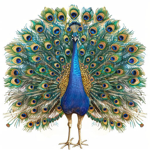 Realistic peacock illustration on white background