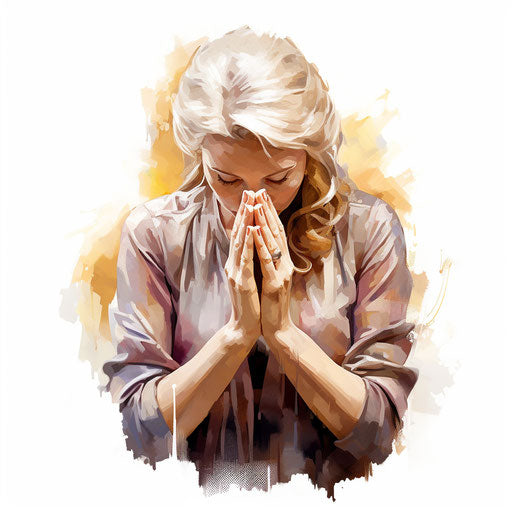 Praying hands clipart in the style of Oil painting