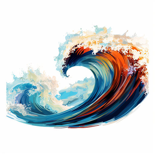 Wave clipart in the style of Oil painting, on a white background