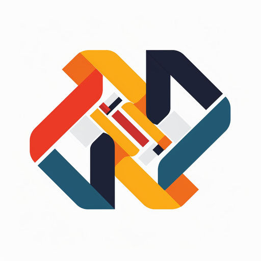 Geometric plumbing logo with bold shapes on white background