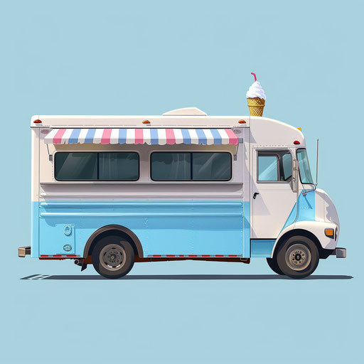 Ice cream truck in a photo realistic style