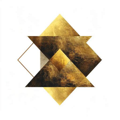 Contemporary salon logo with geometric shapes and gold foil background