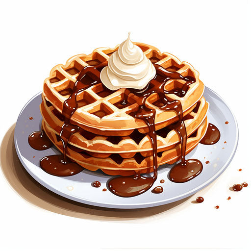 Waffle clipart in the style of Chiaroscuro Art, on white background