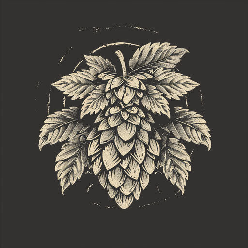 Rustic and vintage logo for a craft brewery, emphasizing tradition with classic imagery of hops