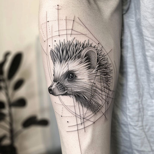 Contemporary tattoo sketch of a hedgehog