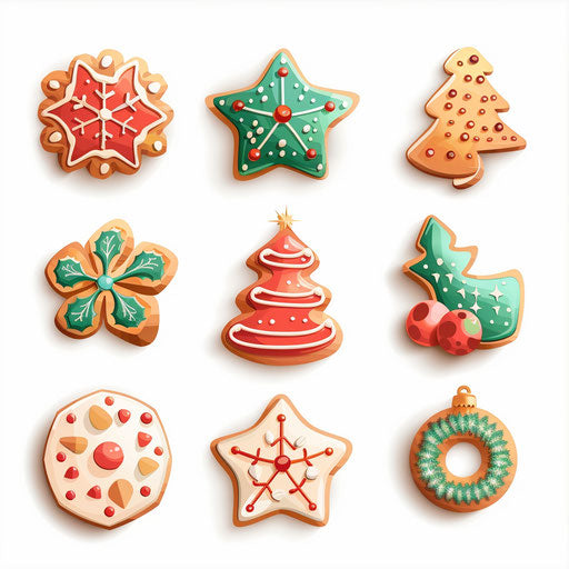 Christmas cookie clipart on flat white background