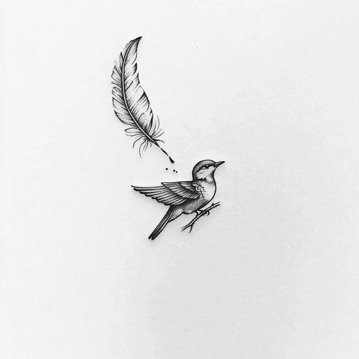 Small meaningful tattoos for females with bird and feather