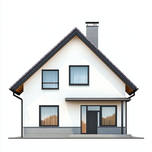 3D houses on white background, photo realistic style