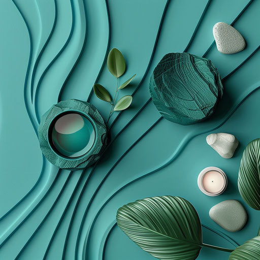 Realistic wellness clipart with flat teal background