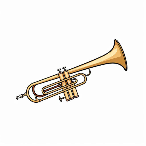 Minimalist style trombone clipart on white background