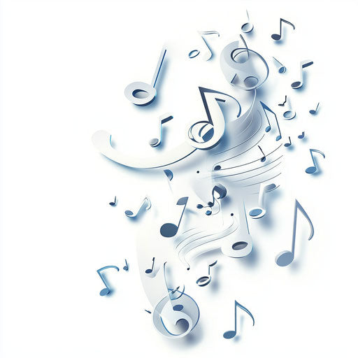 3D music notes on flat white background