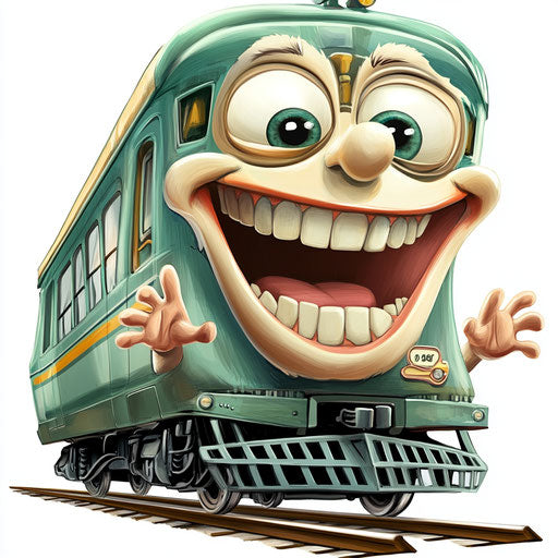 Stylish Train Caricature Clipart for Fashion Design