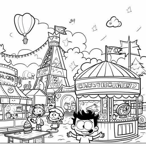 Playful animated carnival with cartoon characters