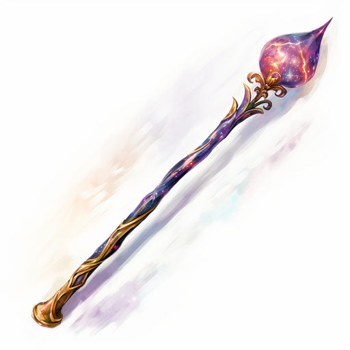 Magic wand in Impressionistic Art style, on white background