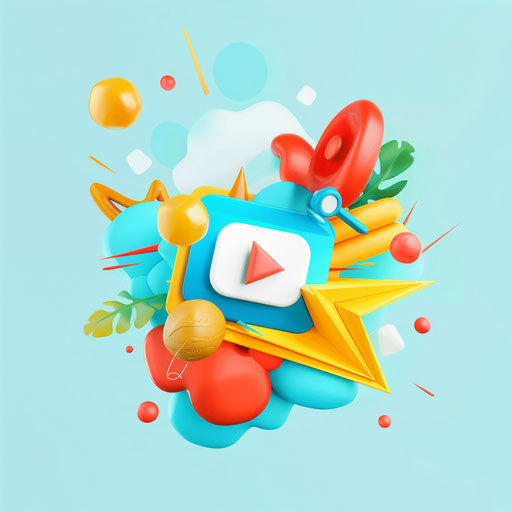 Playful logo for YouTuber with fun elements and bright colors on a light blue background
