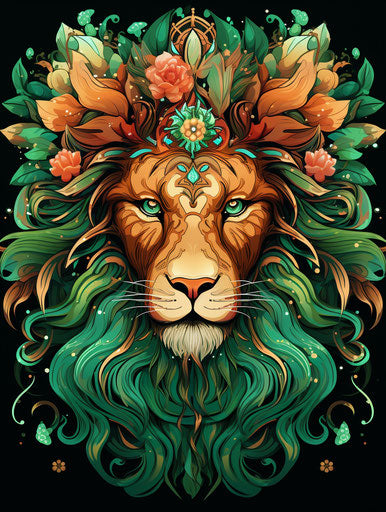 Vector art of lion in ornamental design