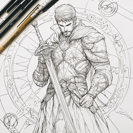 Knight with mythical sword and glowing runes