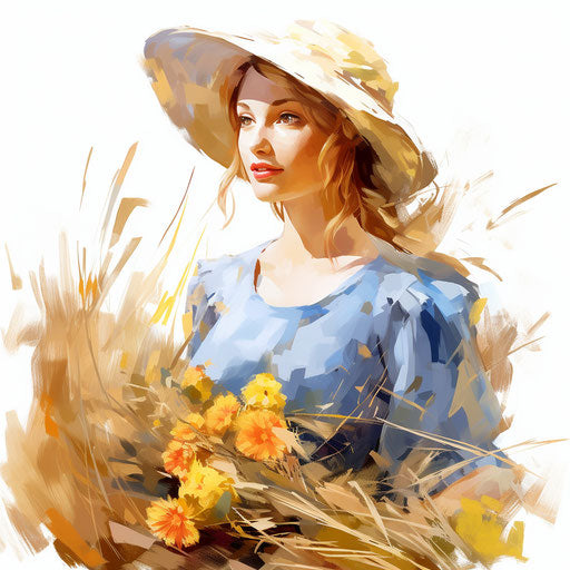 May clipart in the style of Oil painting, on a white background