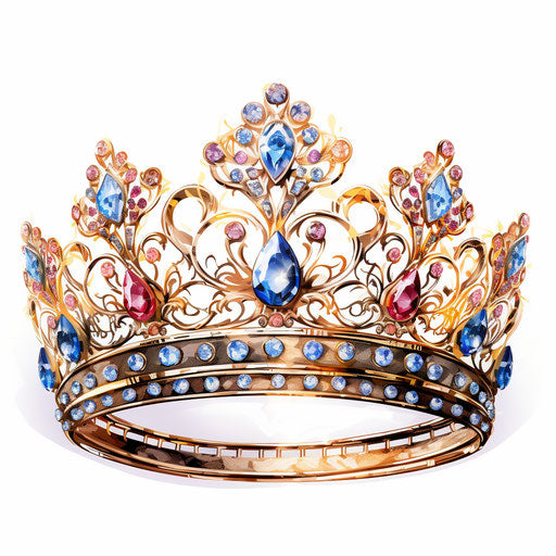 Tiara clipart in the style of Impressionistic Art, on a white background
