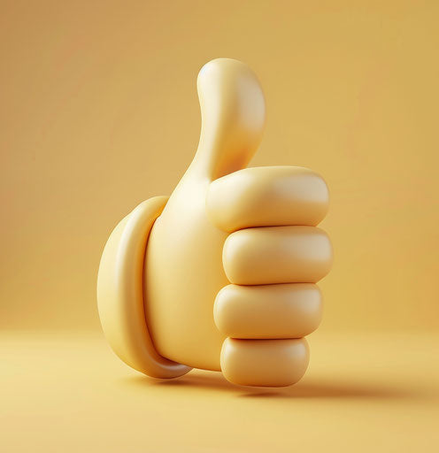 Thumbs up emoji in cartoon form with thumbs up, in the style of captivating, sculpted 27:28