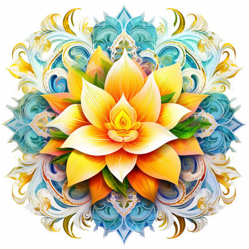 Om symbols in a beautiful flower pattern