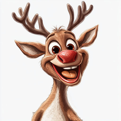 Humorous caricature of a Rudolph clipart with human characteristics