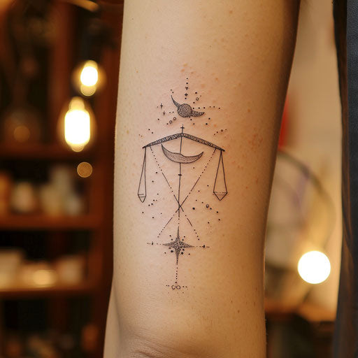 Libra constellation with minimalist black ink design