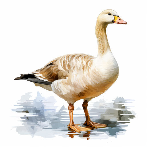 Goose in Oil Painting Style, White Background