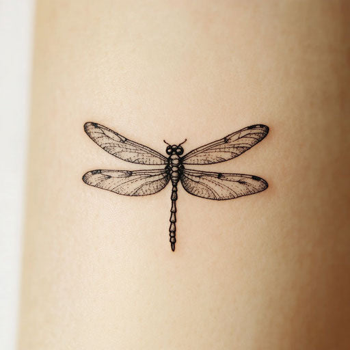 Cute flat tattoo sketch featuring delicate dragonfly
