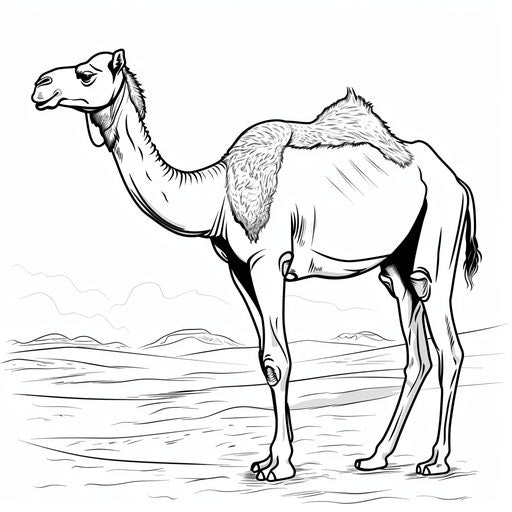 Camel walking in the plain