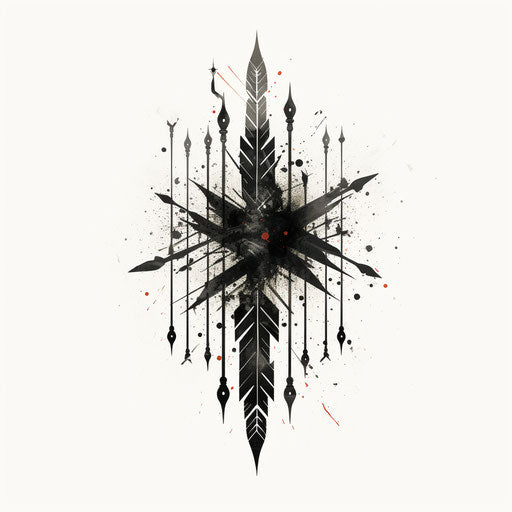 Black arrow with arrowheads on white background art
