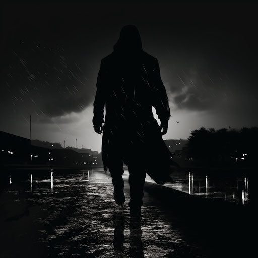 Silhouetted man walking, animated gifs style