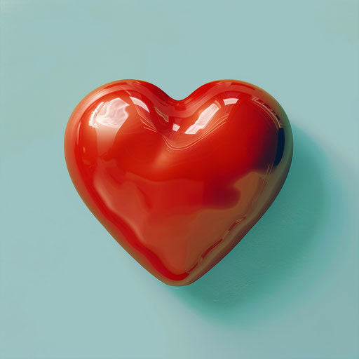 Realistic red heart on serene aqua backdrop