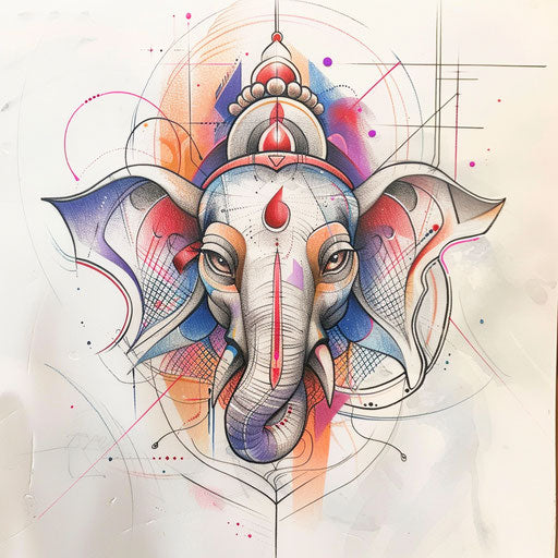 Sleek tattoo sketch of Ganesha in clipart style