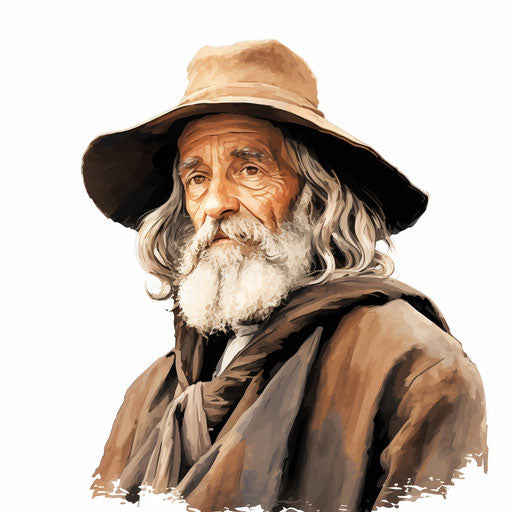 Pilgrim in Chiaroscuro Art on White Background