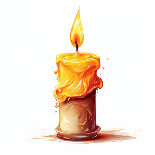 Birthday candle Oil painting style on white background