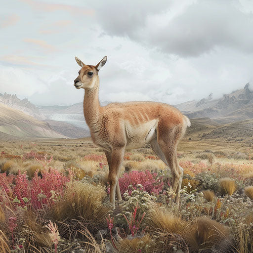 Vicuna in a fantastical Andean landscape