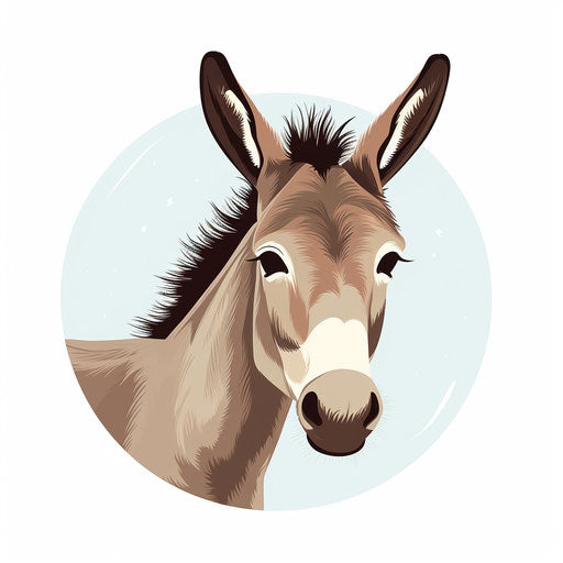 Minimalist donkey clipart, on white background