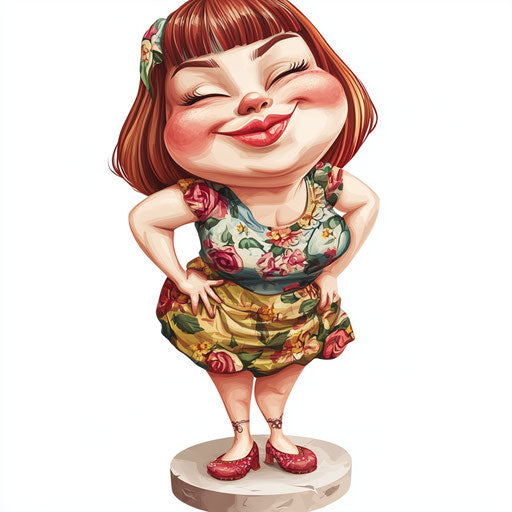 Humorous caricature of an anime clipart with human characteristics