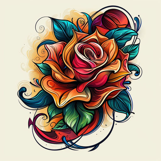 Tattoo sketch of gypsy rose with swirling petals